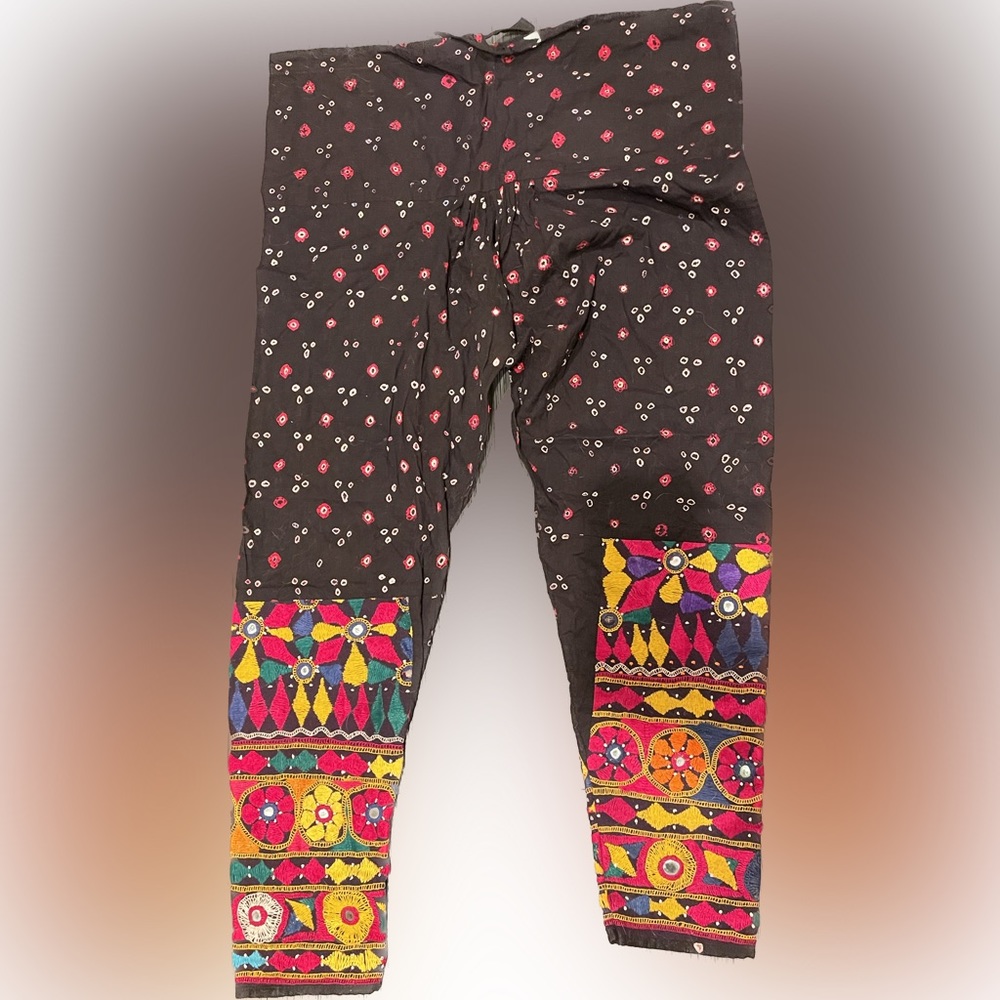 Embroidered South American art deco pants with drawstring. One of a kind!